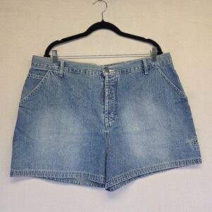 Route 66 Carpenter Shorts Womens 18 Y2K Boyfriend‎ Blue High Rise Button Fly